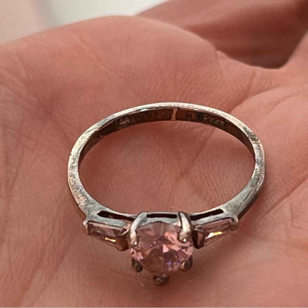 Vintage Pale Pink Heart Sterling silver coquette girl dainty Ring - Picture 4 of 14
